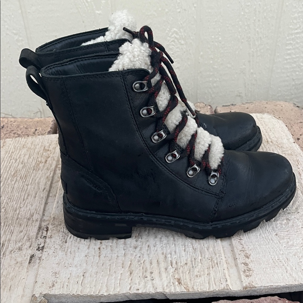 Sorel Lennox Genuine Shearling Trim Waterproof Lace Up Boot 8
